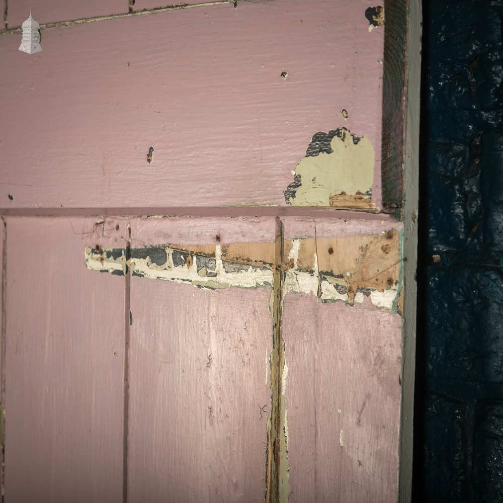 Ledged Plank Door, White and Pink Painted Pine