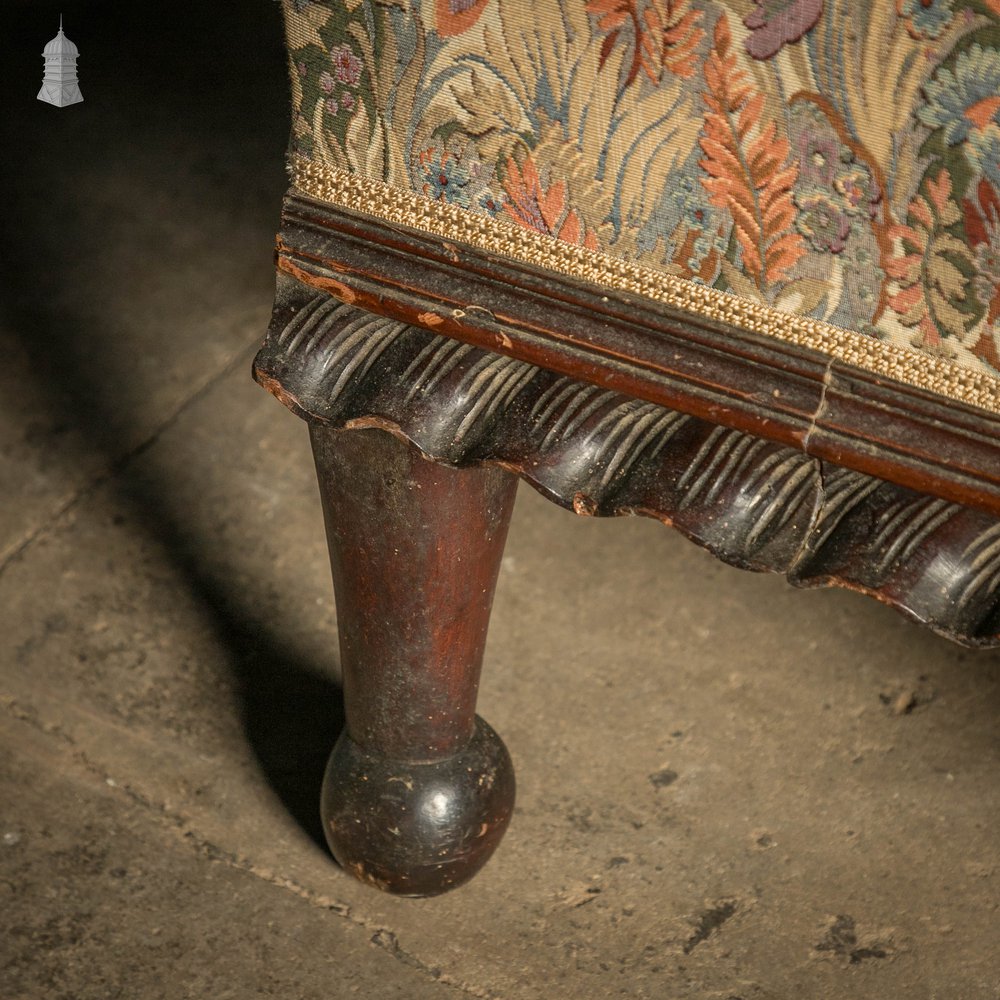 Wingback Love Seat, Carved Mahogany Base with Lion Paw Feet