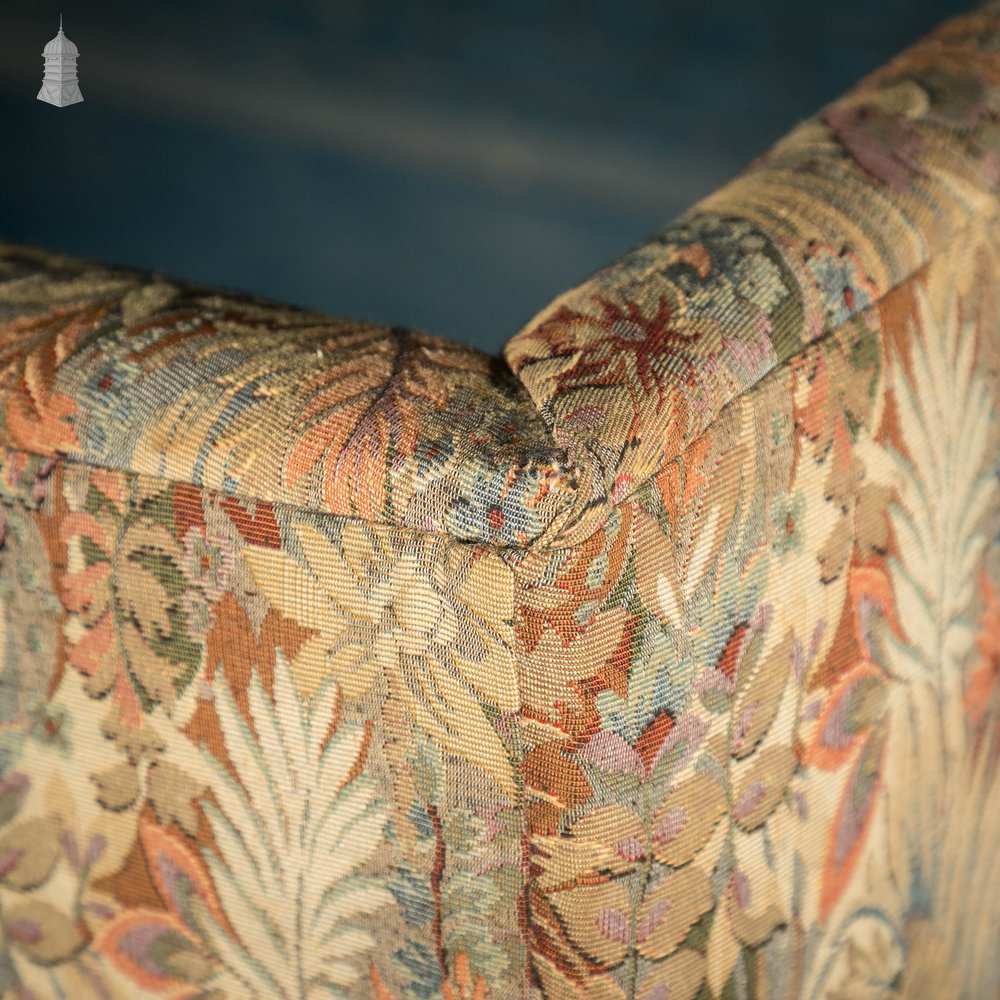 Wingback Love Seat, Carved Mahogany Base with Lion Paw Feet