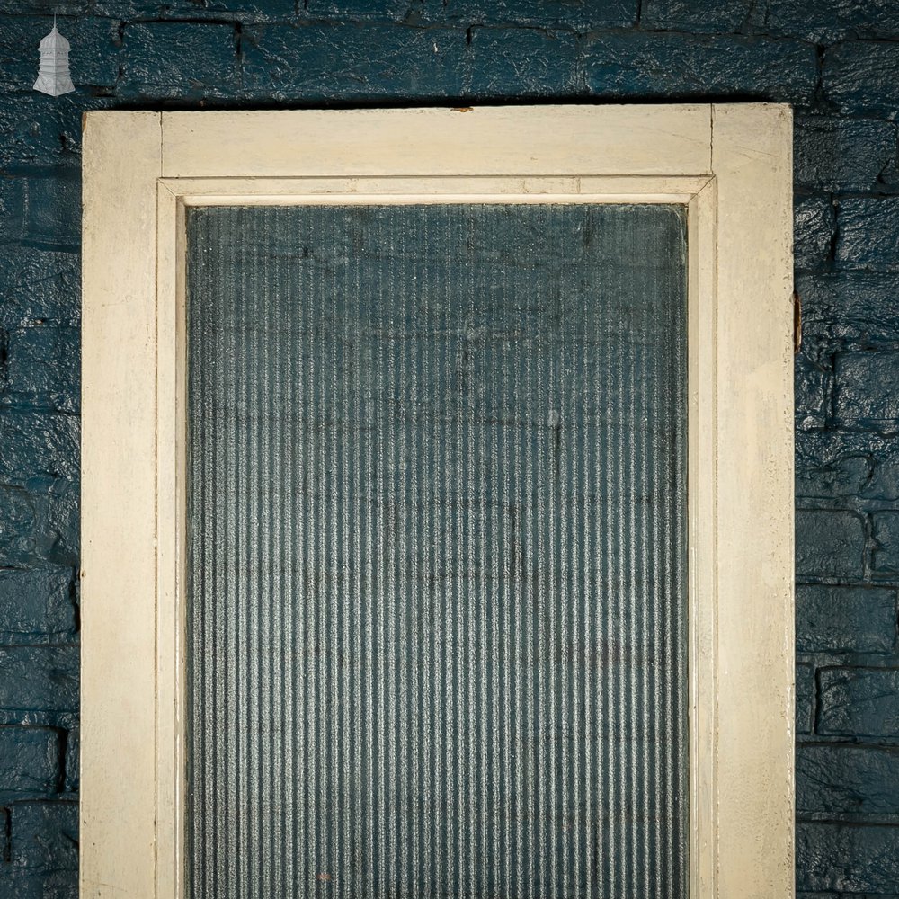 Half Glazed Door, White Painted Pine with ‘Reeded’ Style Textured Glass