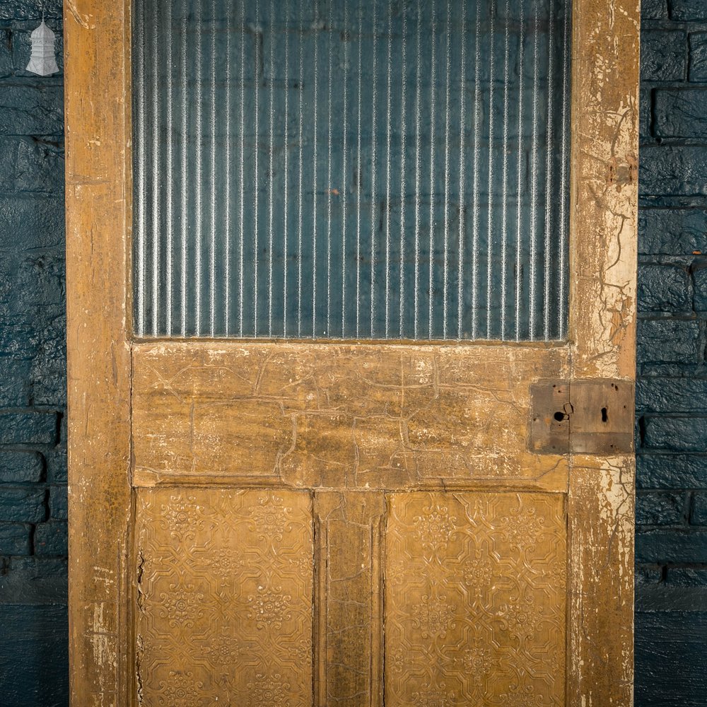 Half Glazed Door, Pine With ‘Reeded’ Style Textured Glass