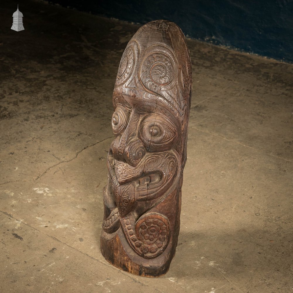 Maori Tribal Sculpture, Early 1800s Carved Hardwood Figure or Totem