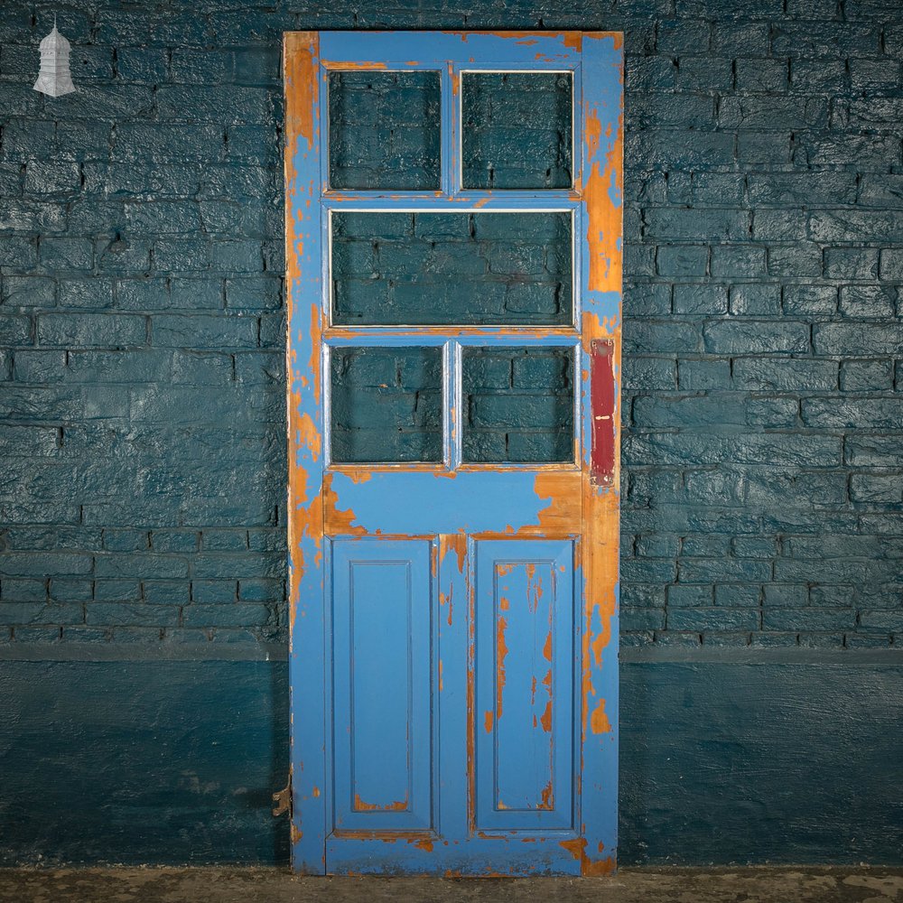 Half Glazed Door, Pine with Blue Painted Finish