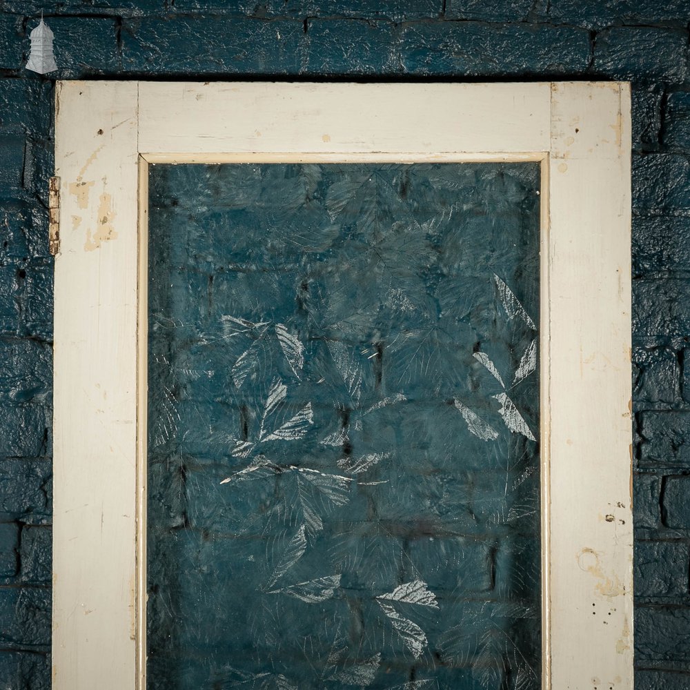 Half Glazed Door, White Painted Pine with Textured Glass