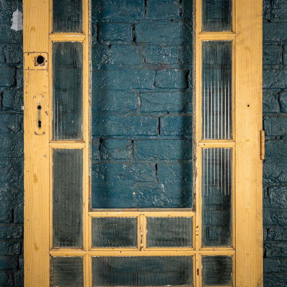 Half Glazed Door, Pine, Fitted with ‘Reeded’ Style Textured Glass