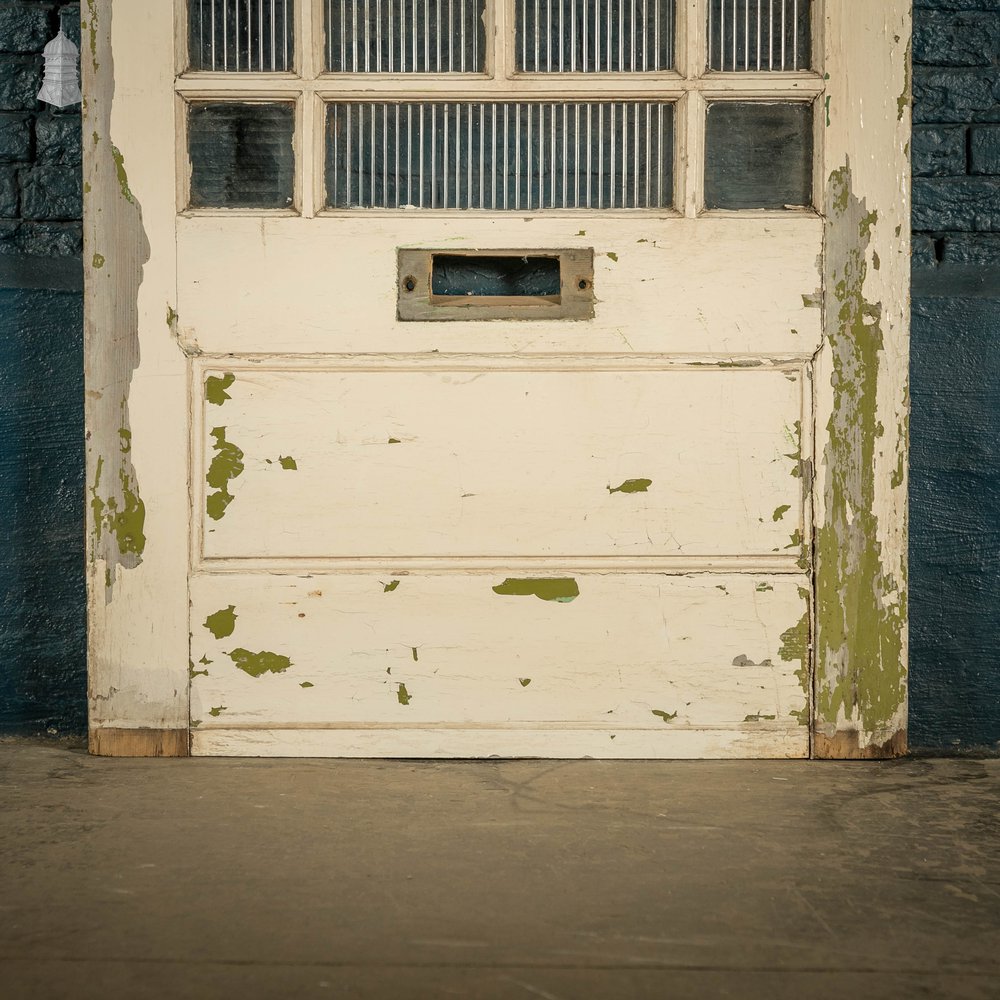 Half Glazed Door, Pine, Fitted with ‘Reeded’ Style Textured Glass