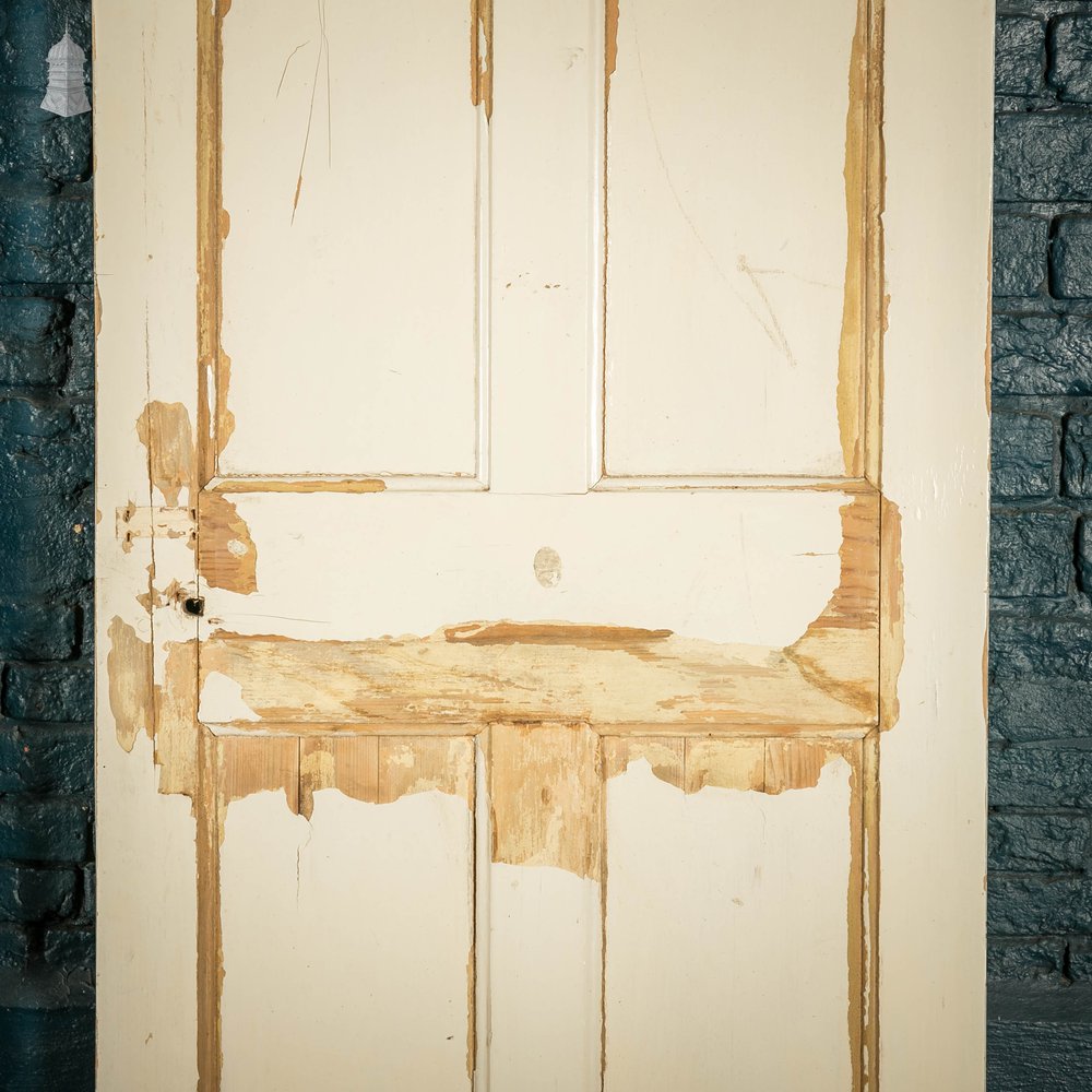 Pine Panelled Doors, Pair, White Distressed Painted