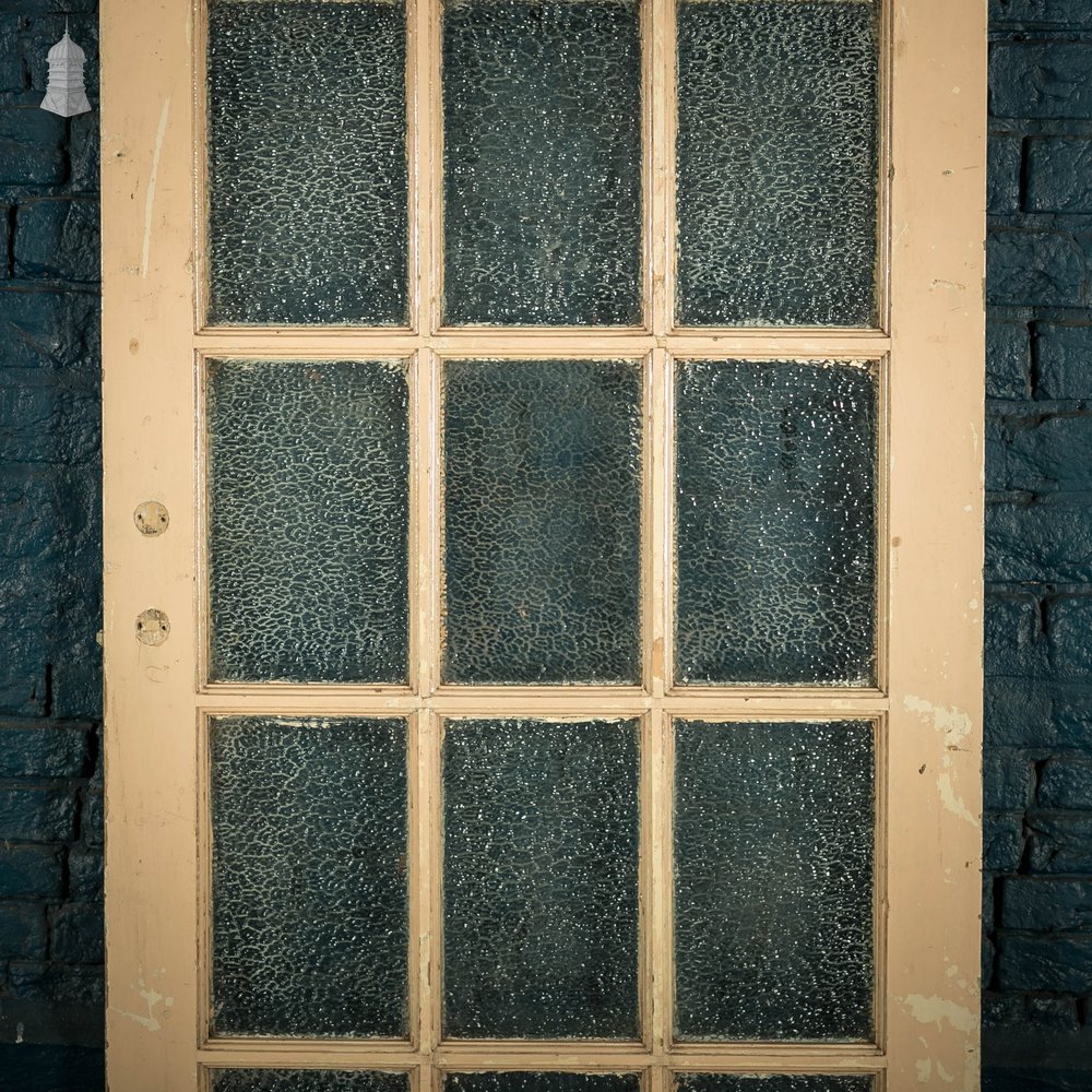 Glazed Pine Door, Fitted with ‘Arctic’ Style Textured Glass