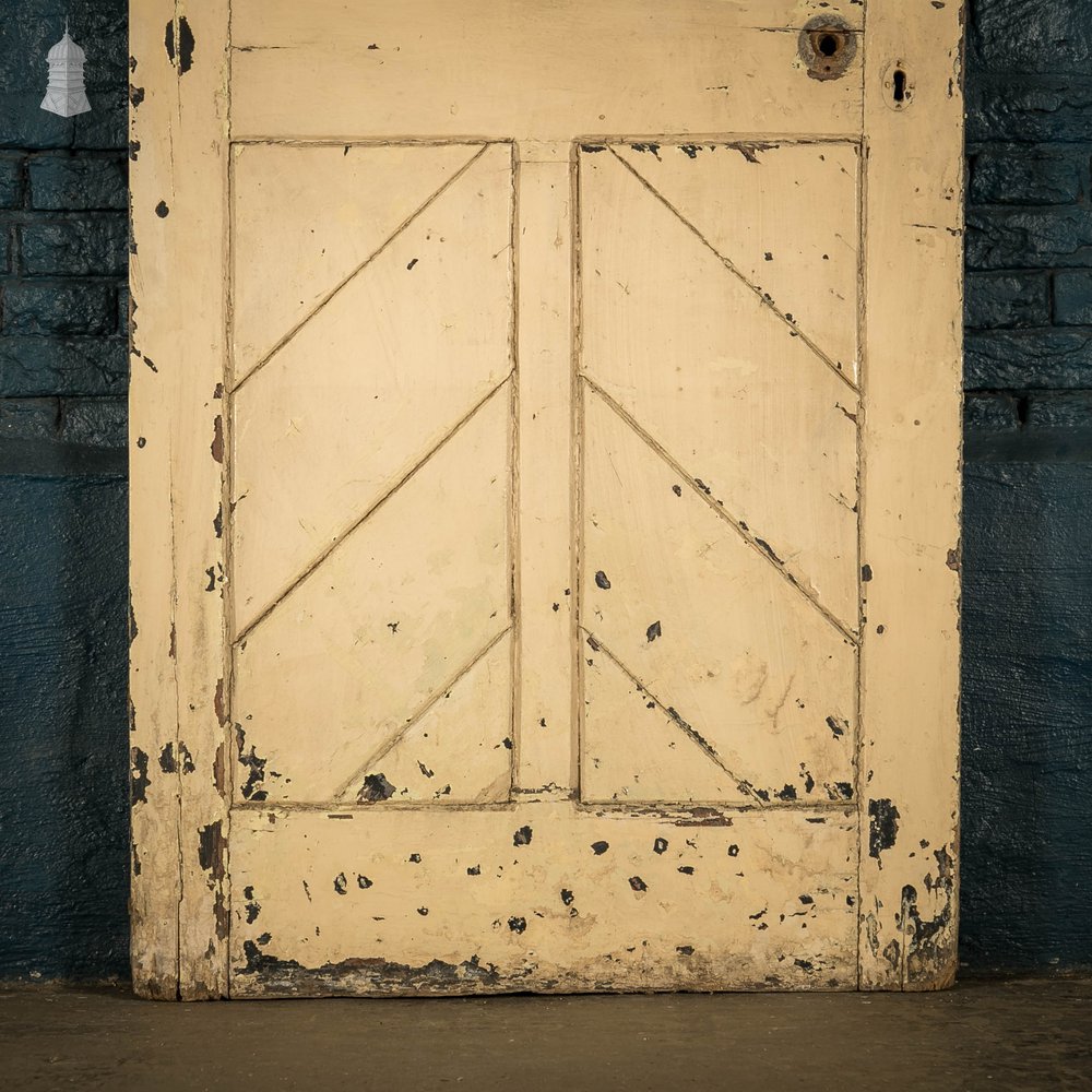 Half Glazed Door, Panelled Pine with ‘Muranese’ Style Textured Glass