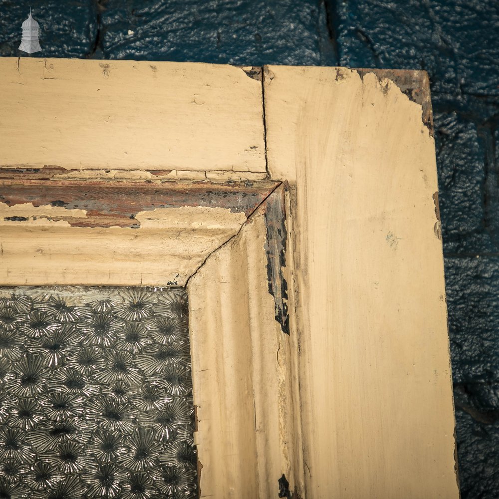 Half Glazed Door, Panelled Pine with ‘Muranese’ Style Textured Glass