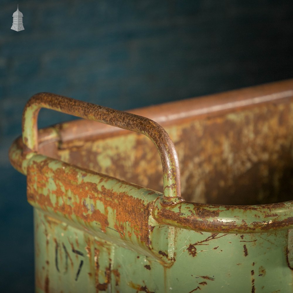 Wheeled Industrial Bin, Green Painted Workshop Storage Bin