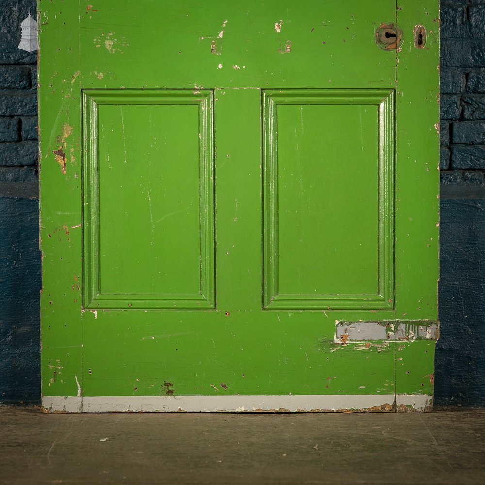 Pine Panelled Door, Green Painted, 4 Panel