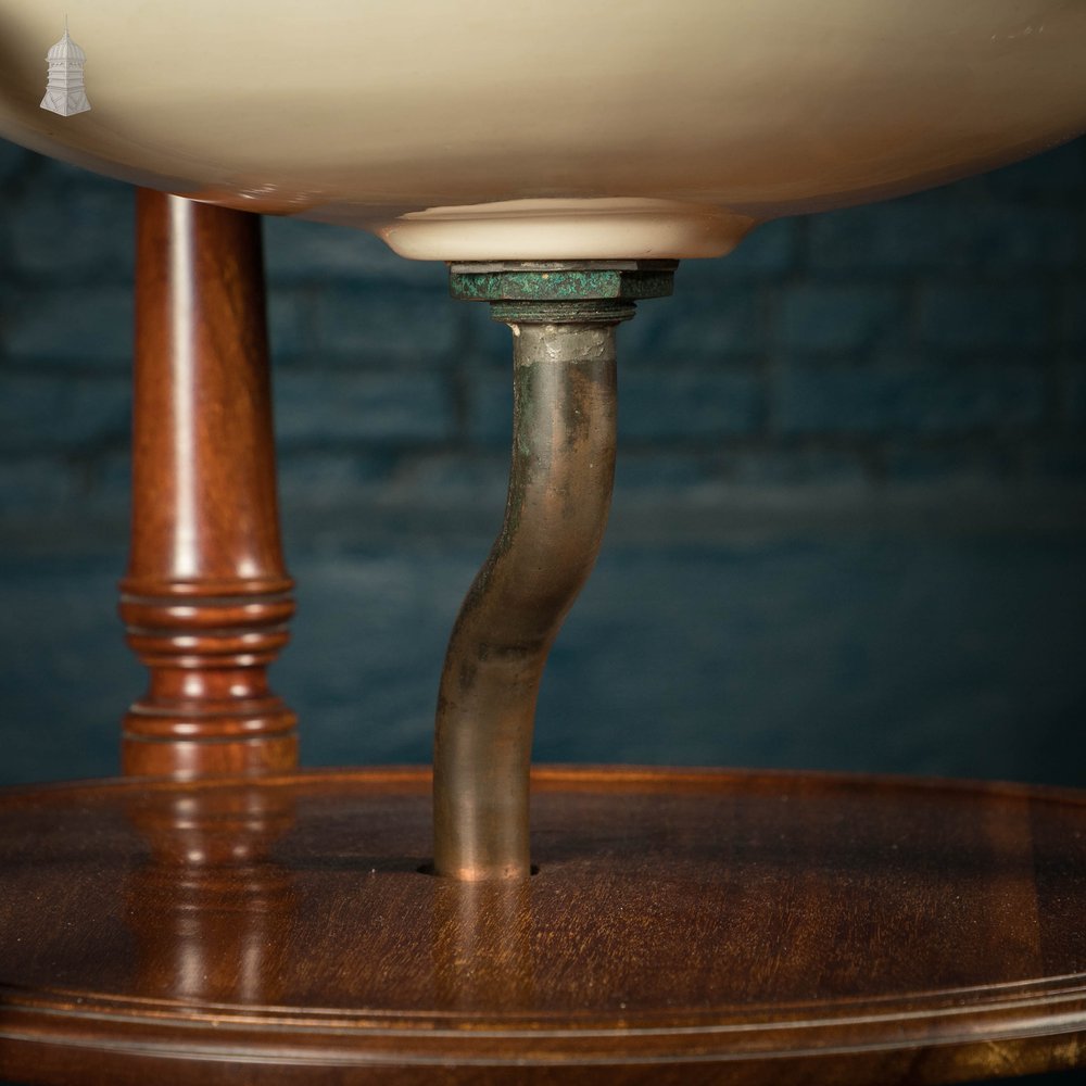 19th C Washstand, Brown Westhead Moore & Co Lemonaire, Mahogany Stand with Ceramic Basin, Pitcher, and Waste Bowl