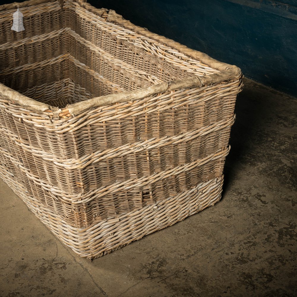 Wicker Laundry Basket, Large 19th C GPO Woven Storage Basket