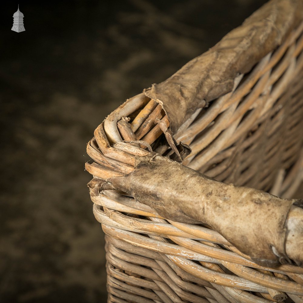 Wicker Laundry Basket, Large 19th C GPO Woven Storage Basket