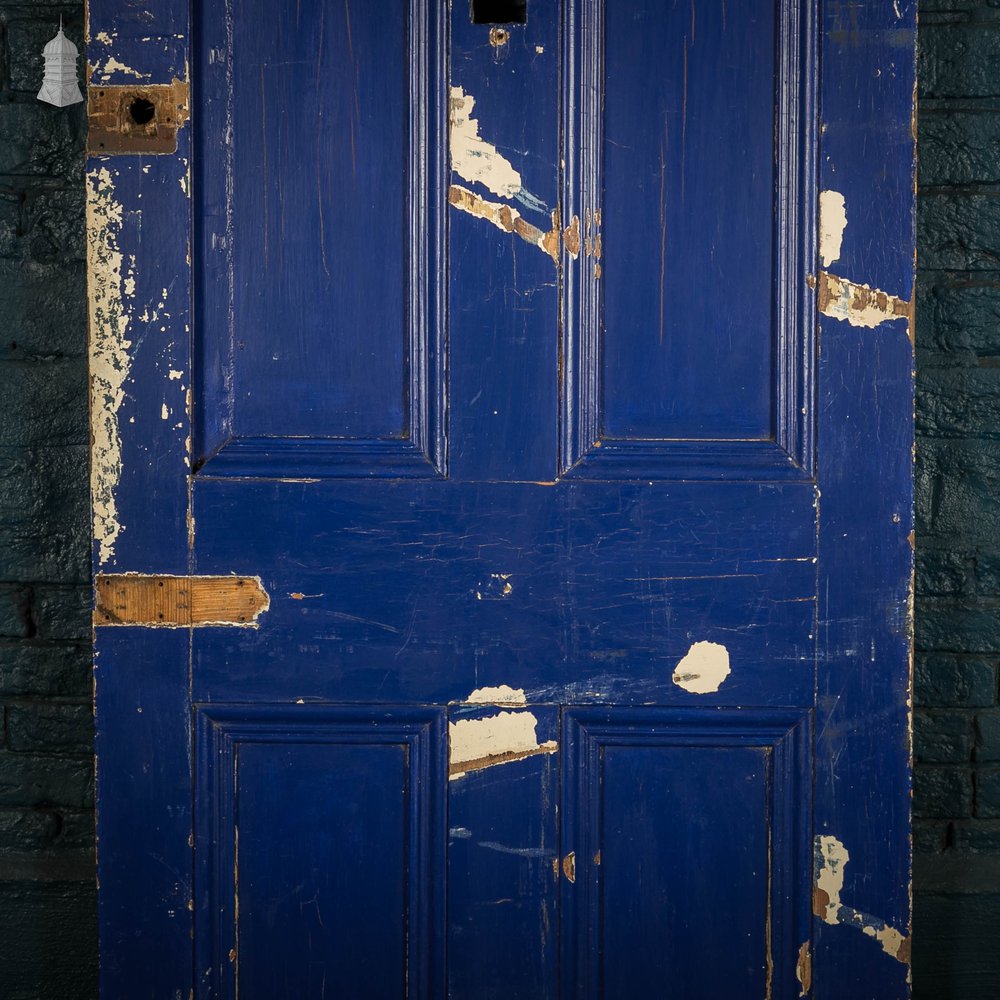 Pine Panelled Door, 4 Panel Blue Painted Front Door