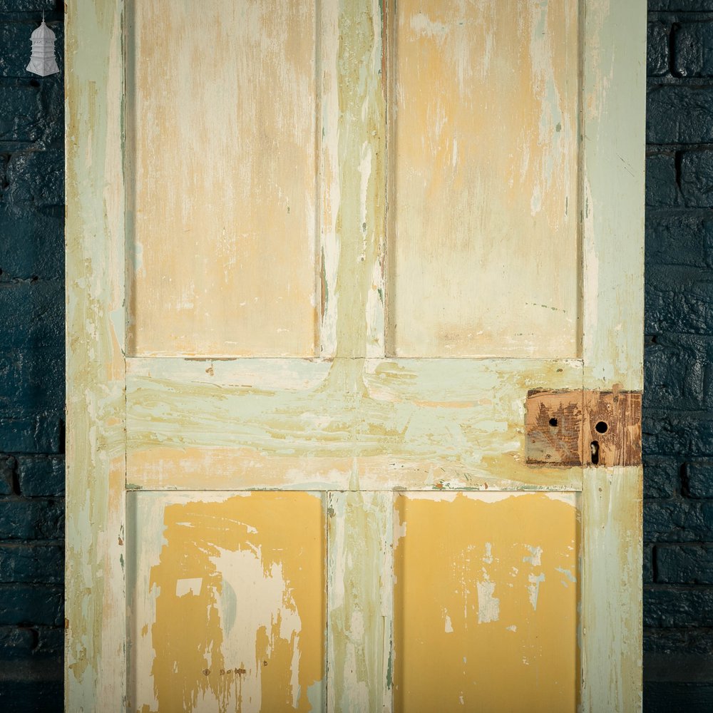 Pine Paneled Door, 4 Panel Distressed Painted