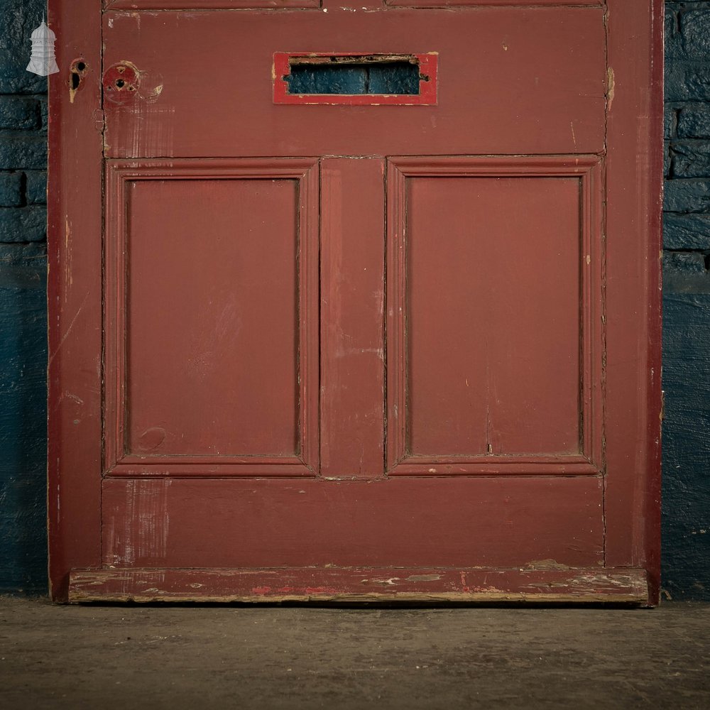 Pine Panelled Door, Moulded 4 Panel Front Door, Red Painted Finish