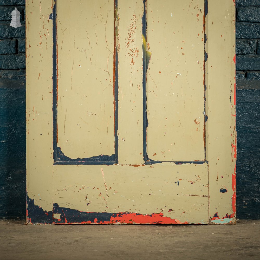 Pitch Pine Panelled Door, Blue Painted 4 Panel