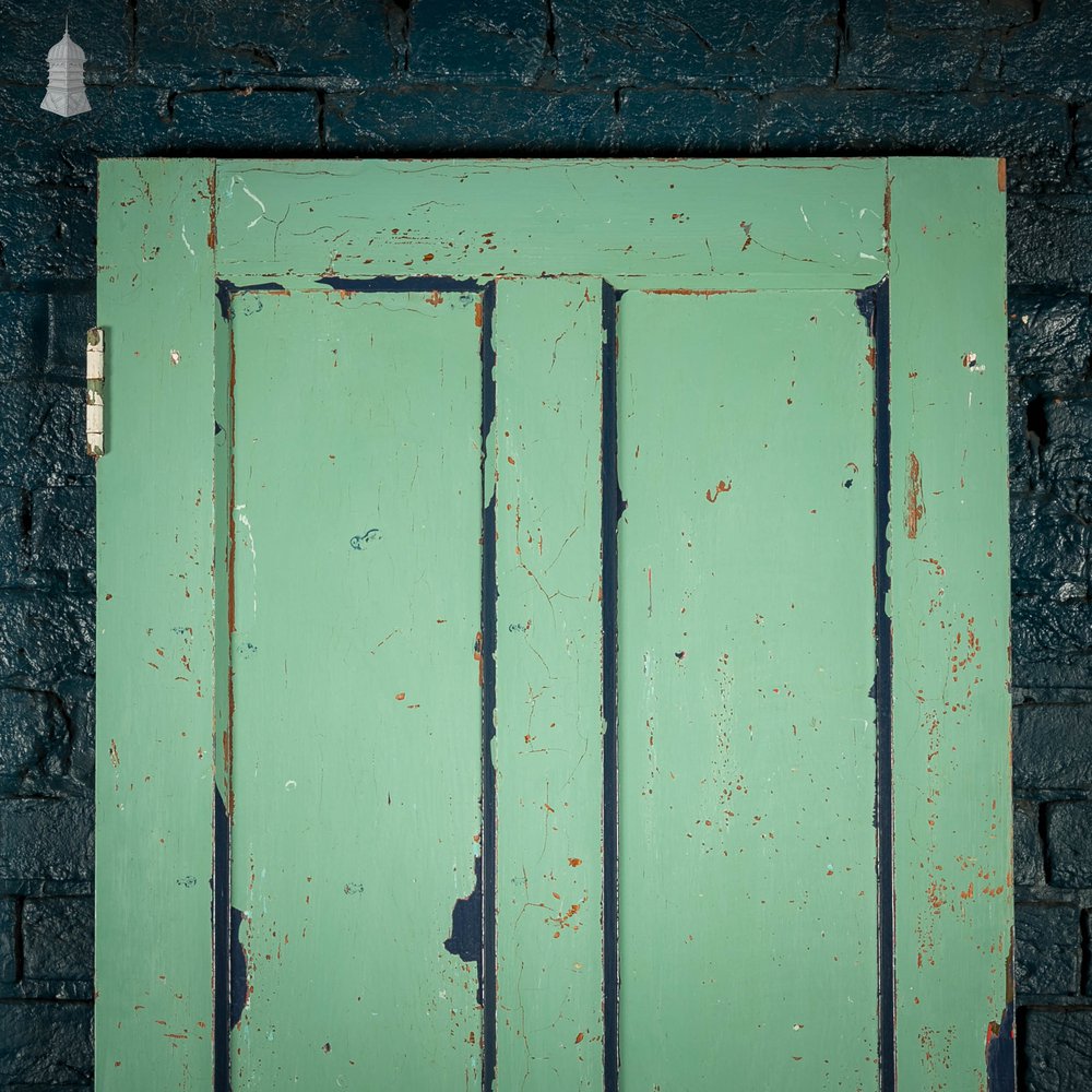 Pitch Pine Panelled Door, Blue Painted 4 Panel