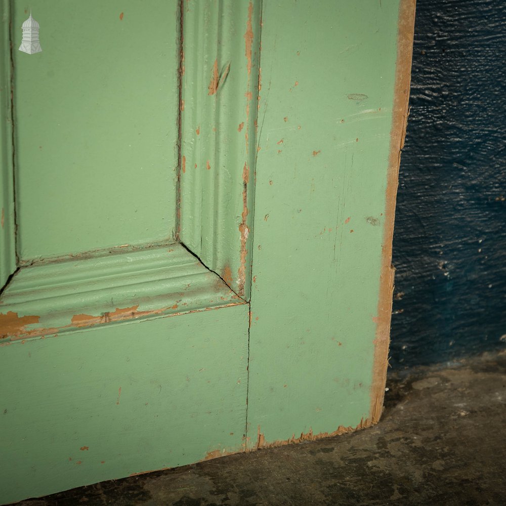 Pine Paneled Door, 4 Panel Green Painted