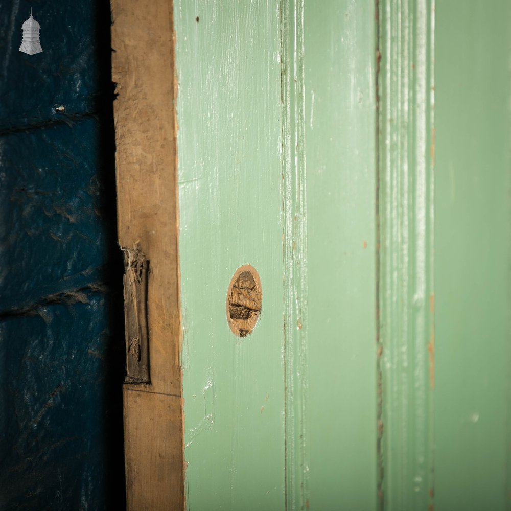 Pine Paneled Door, 4 Panel Green Painted