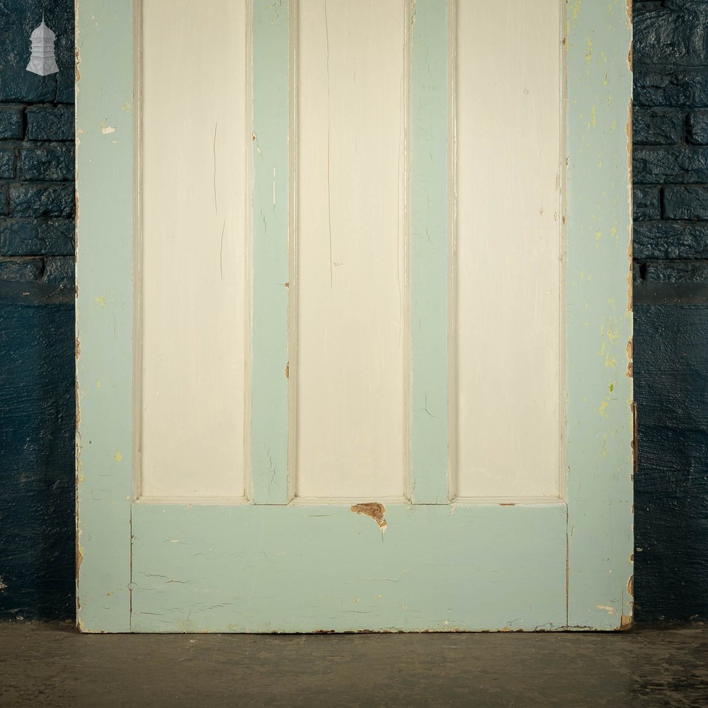 Pine Panelled Door, Green Painted, 1 over 3 Panel 1930’s Style Door