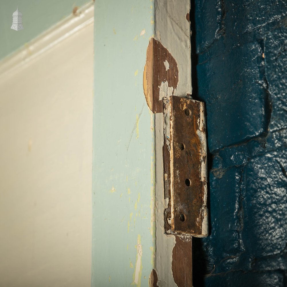 Pine Panelled Door, Green Painted, 1 over 3 Panel 1930’s Style Door