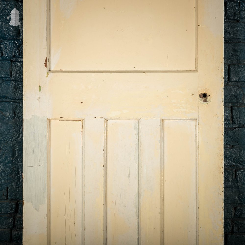 Pine Panelled Door, 1 over 3 Panel White Painted 1930’s Style Door