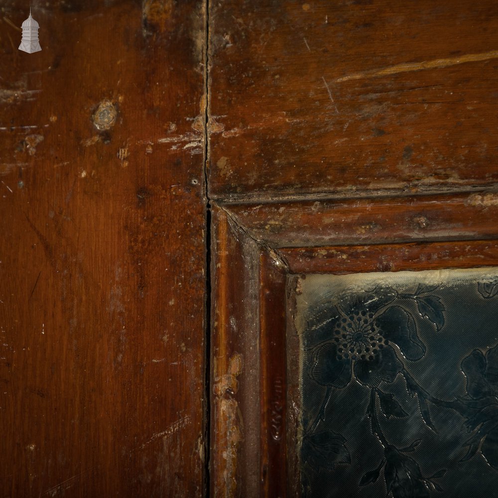 Half Glazed Door, 3 Panel with Floral Textured Glass