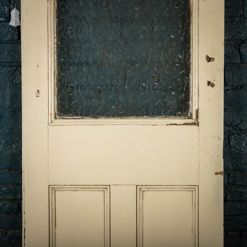 Half Glazed Door, 3 Panel with Floral Textured Glass