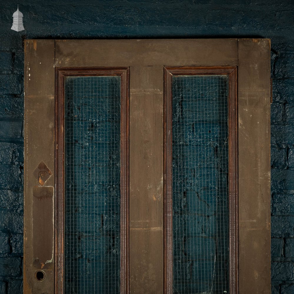 Hardwood Glazed Door, Moulded Glazed Door fitted with Wired Safety Glass