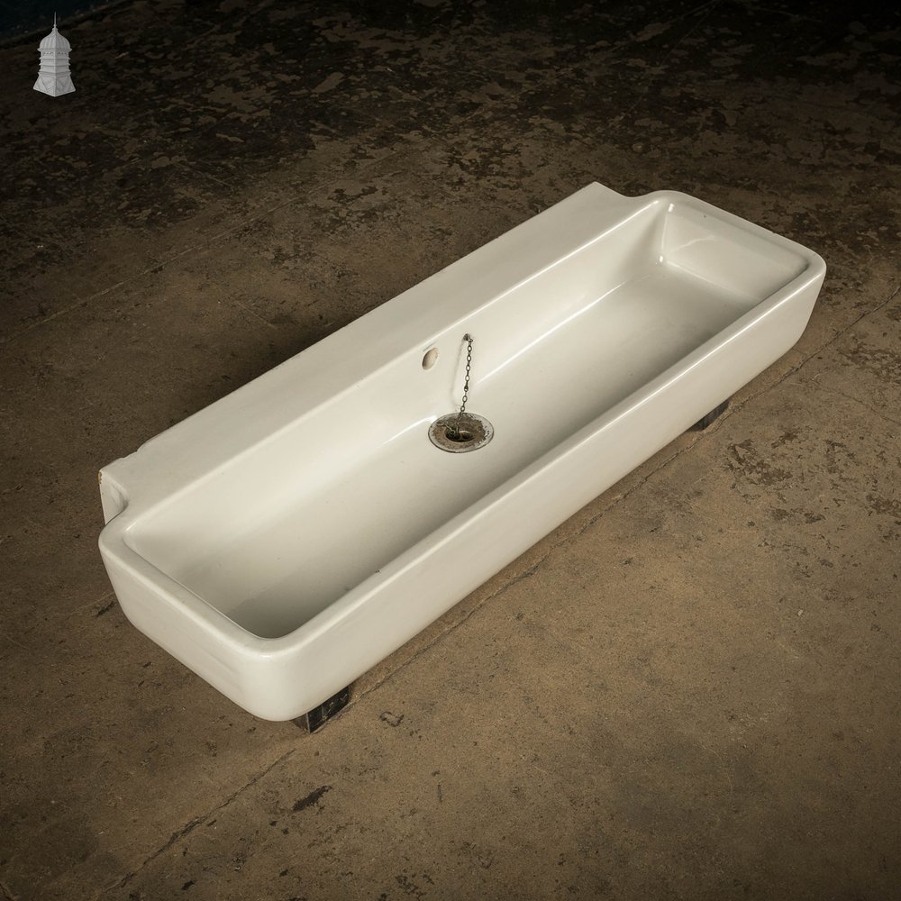 Long Trough Sink, Vintage Adamsez White Glazed Ceramic