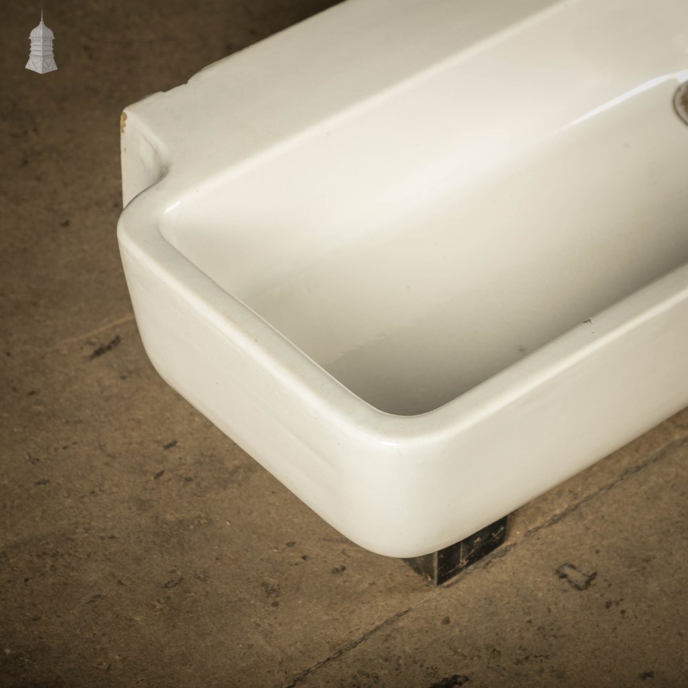 Long Trough Sink, Vintage Adamsez White Glazed Ceramic