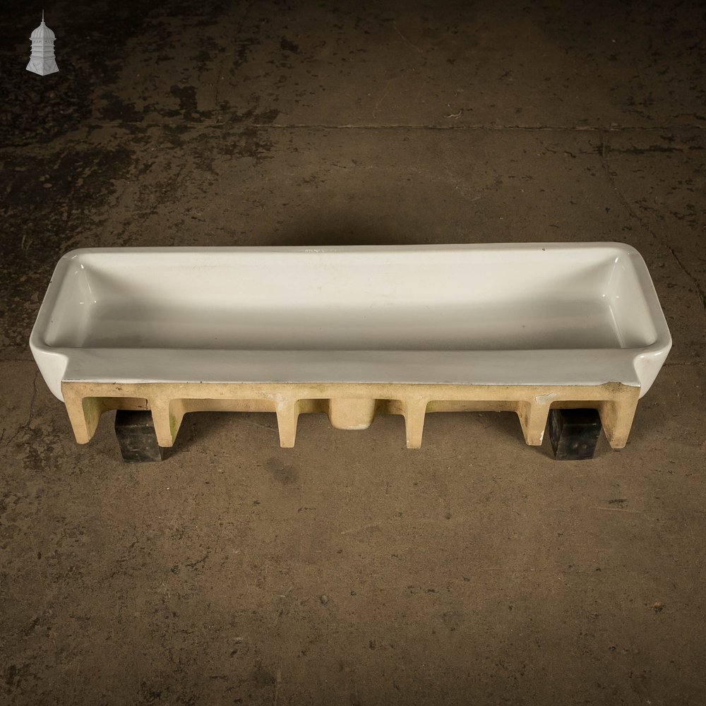 Long Trough Sink, Vintage Adamsez White Glazed Ceramic