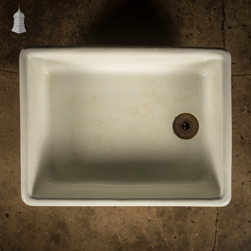 Shallow Trough Sink, Reclaimed  – White & Cane Glazed Stoneware
