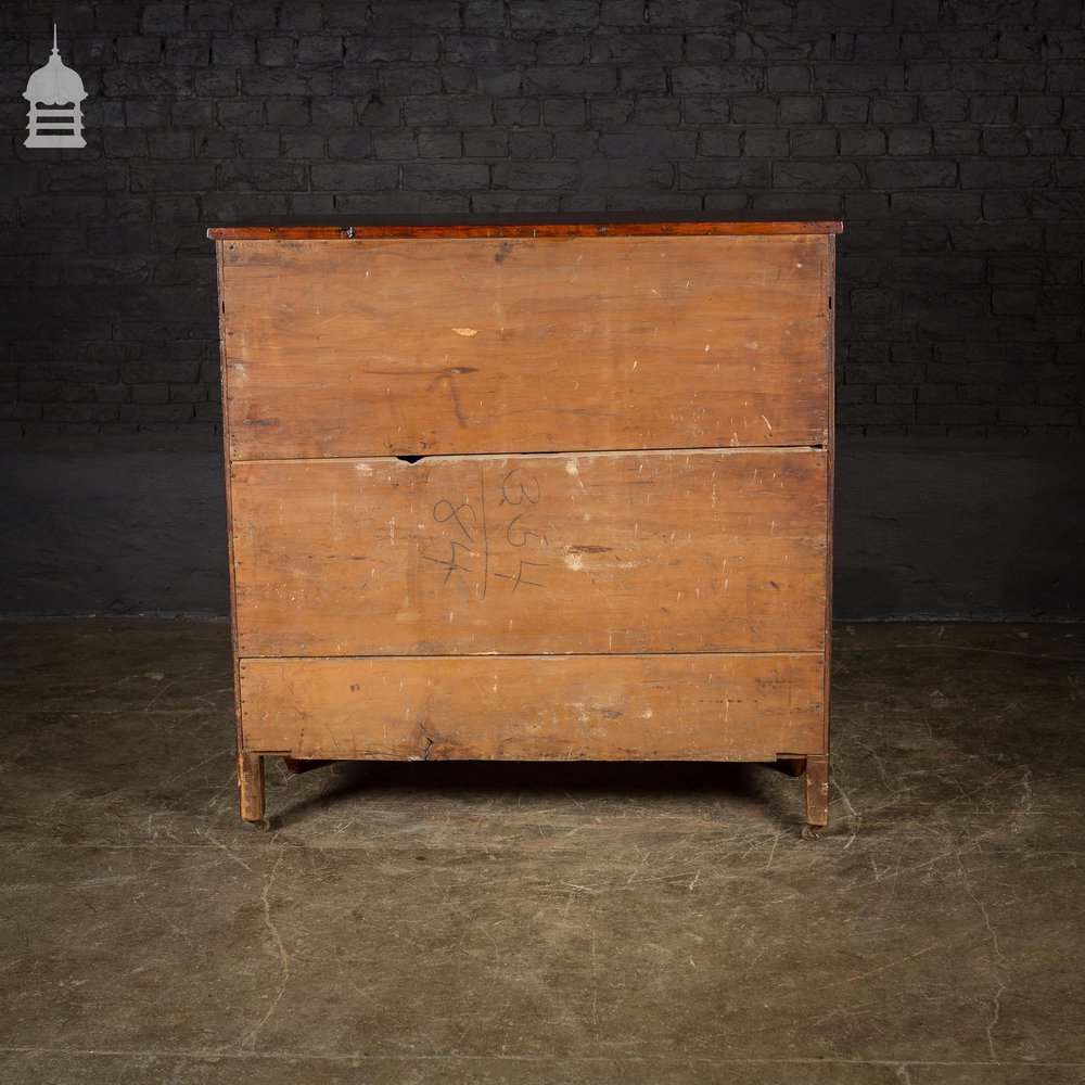 19th C Swedish Fruitwood Chest of Drawers with Column Base and Brass Pulls