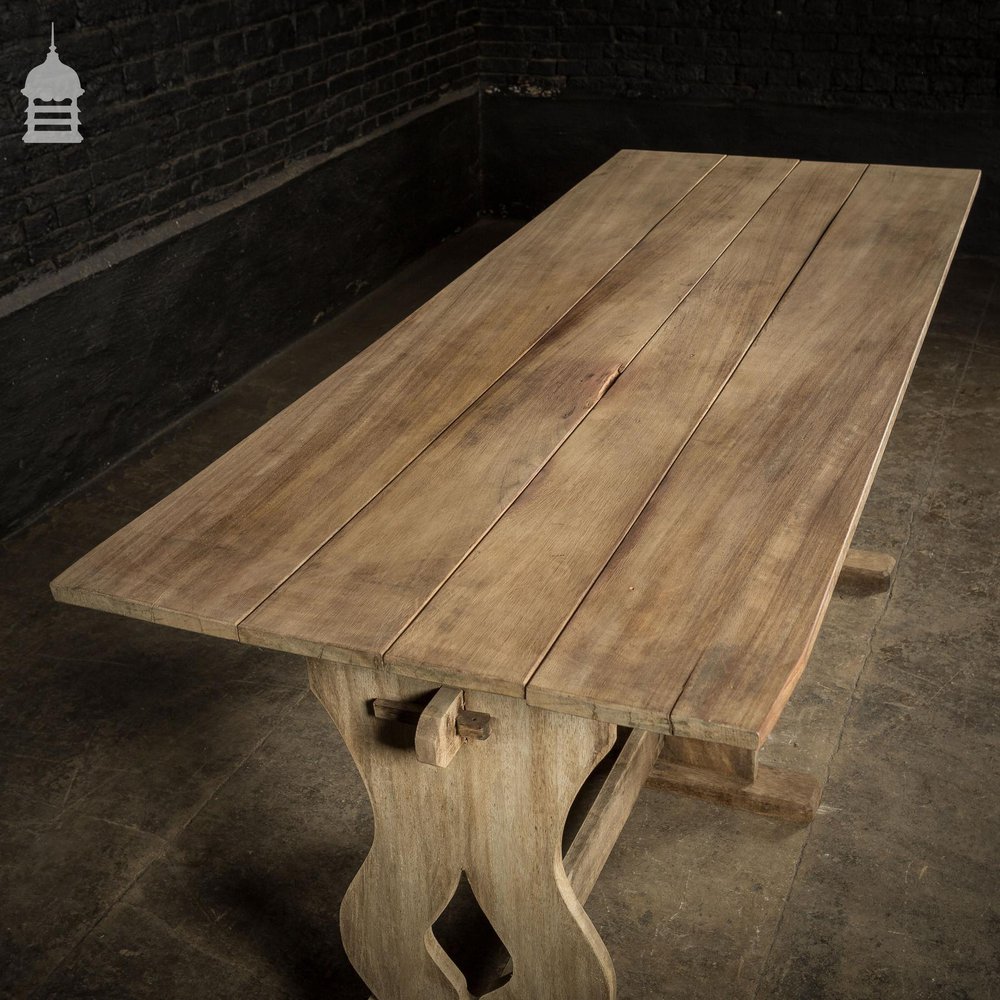 Vintage 4 Plank Iroko Dining Table With Weathered Finish