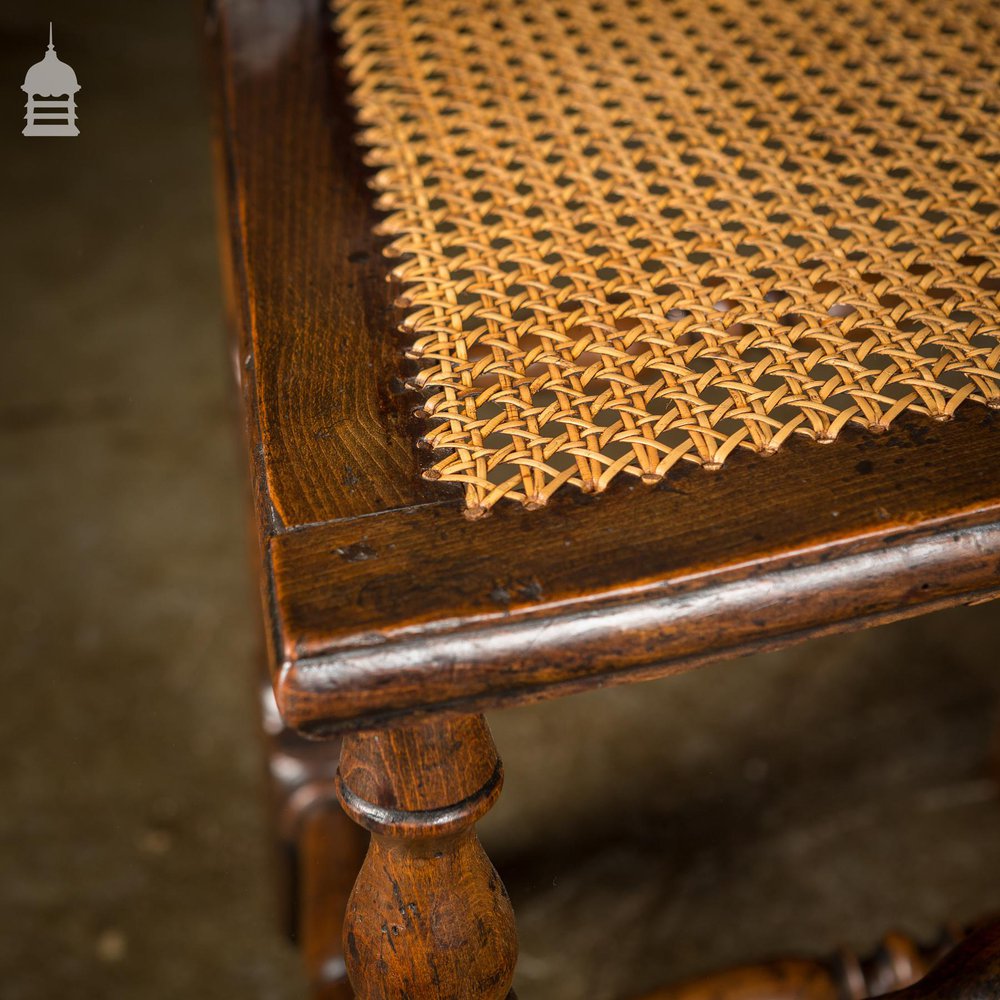 Pair of 17th C Continental Fruitwood High Backed Hall Chairs