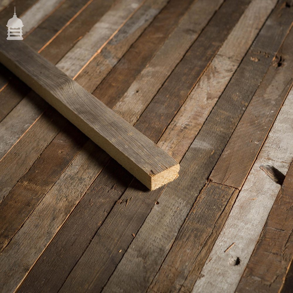 40mm Wide Oxidised Pine Strip Flooring Wall Cladding Cut from Victorian Joists