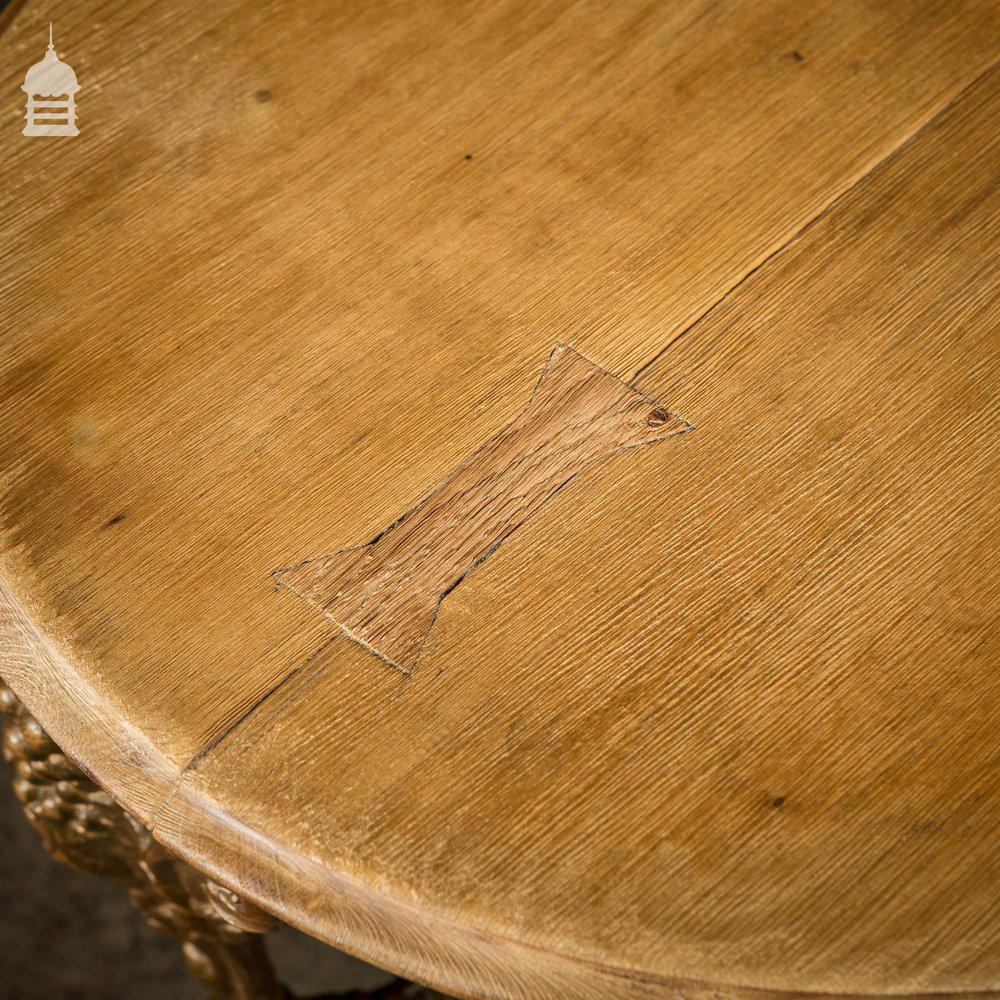 19th C Cast Iron Pub Table Base With Circular Bleached Brushed Oak Top