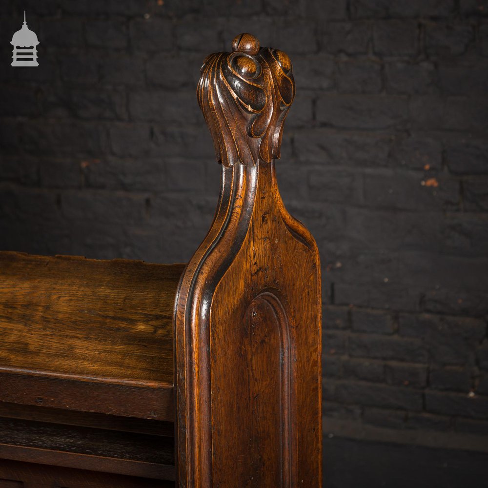 19th C Carved Oak Prayer Stand Lectern with Finials