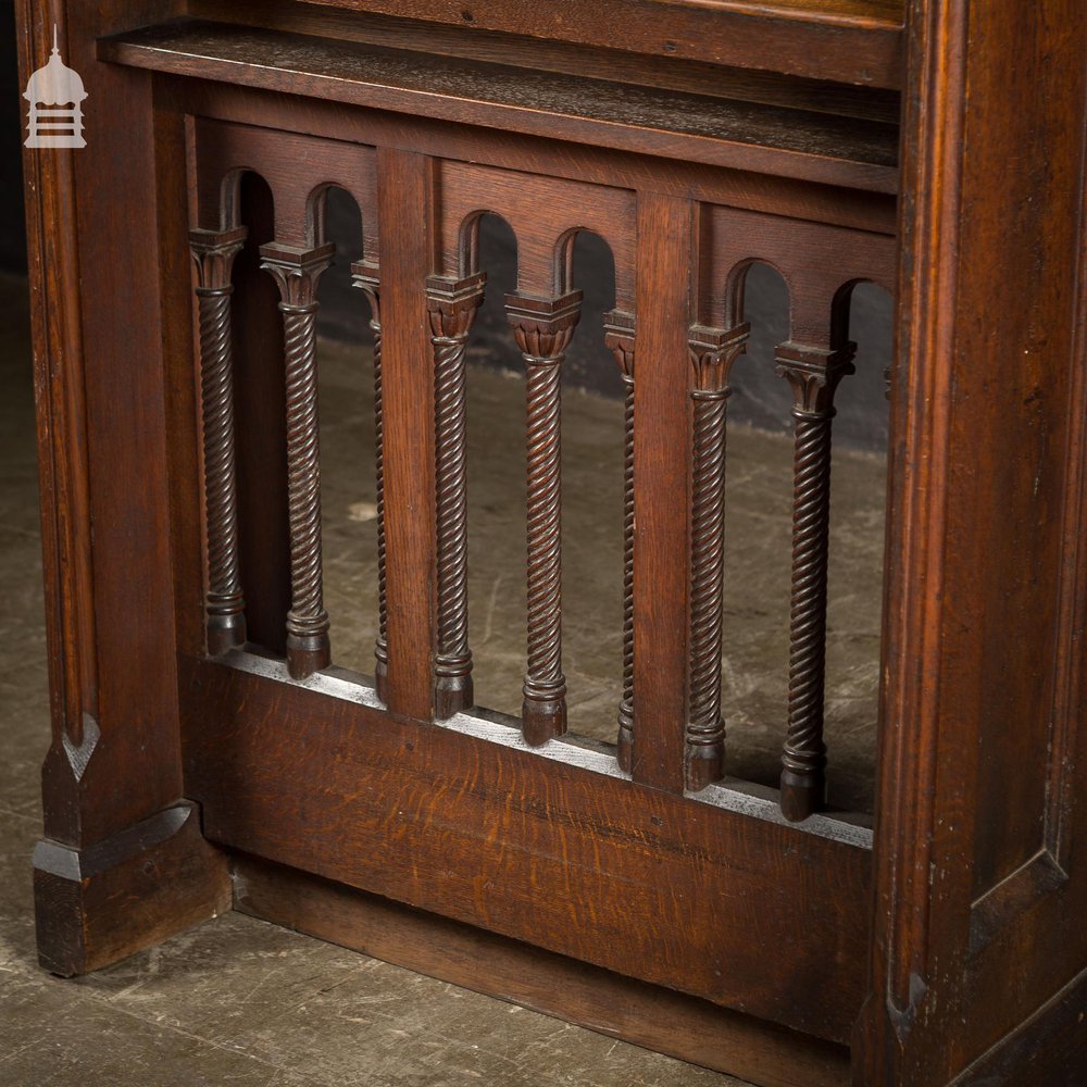 19th C Carved Oak Prayer Stand Lectern with Finials