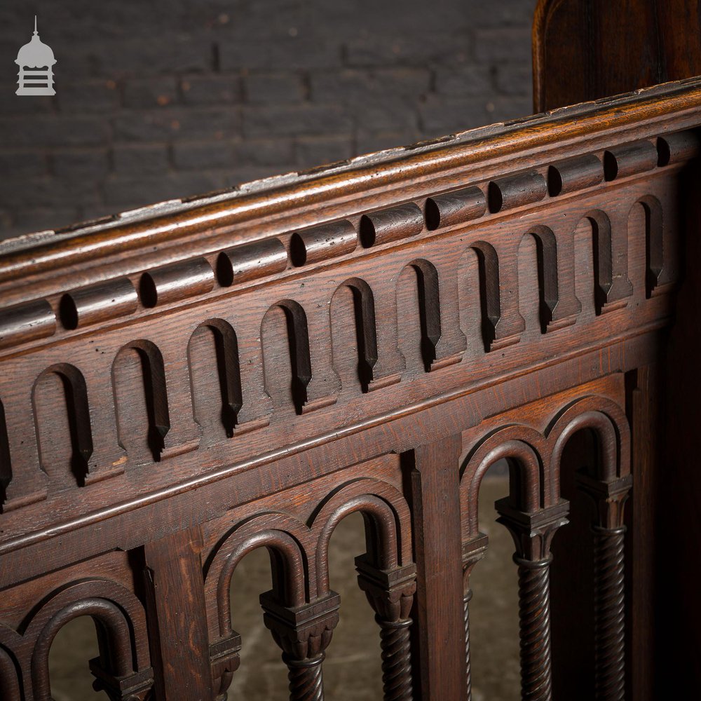 19th C Carved Oak Prayer Stand Lectern with Finials