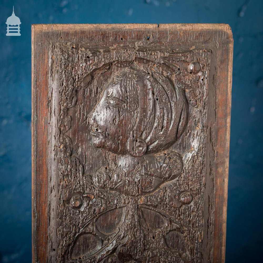 16th C Gothic Carved Oak Panel