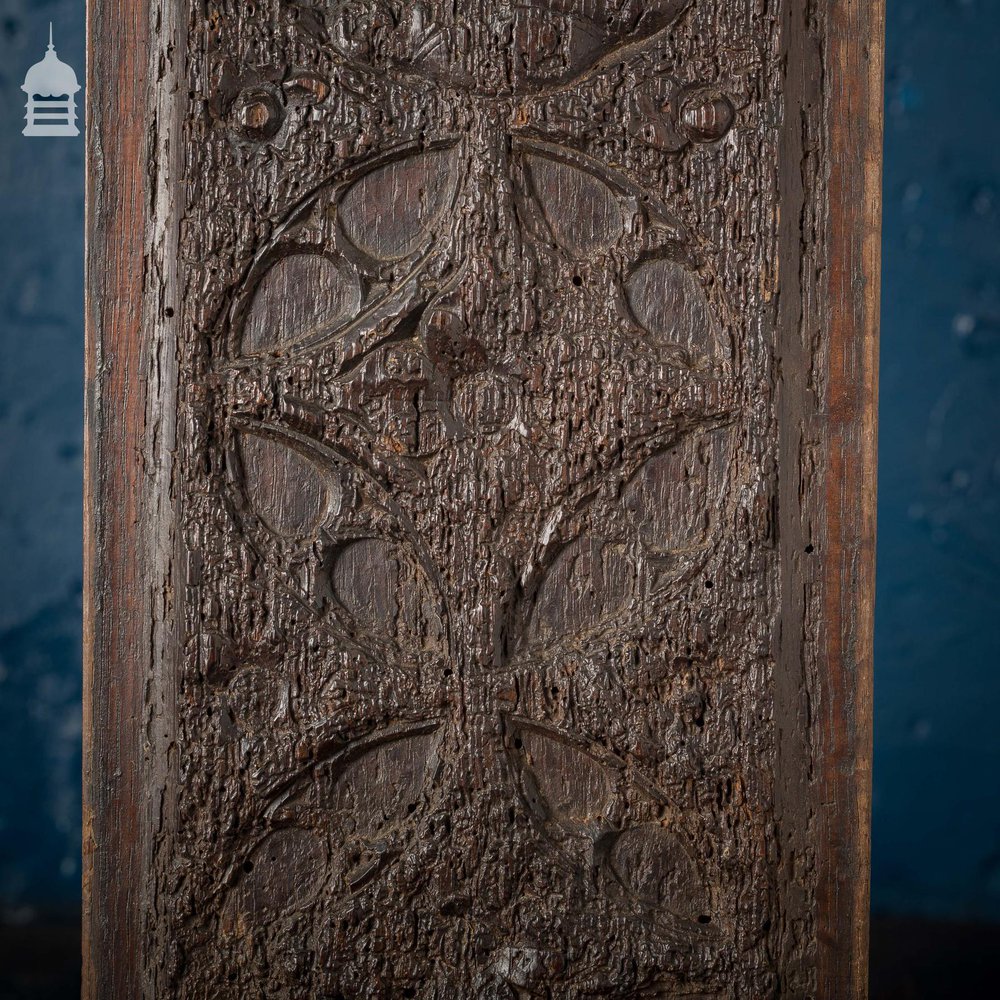 16th C Gothic Carved Oak Panel