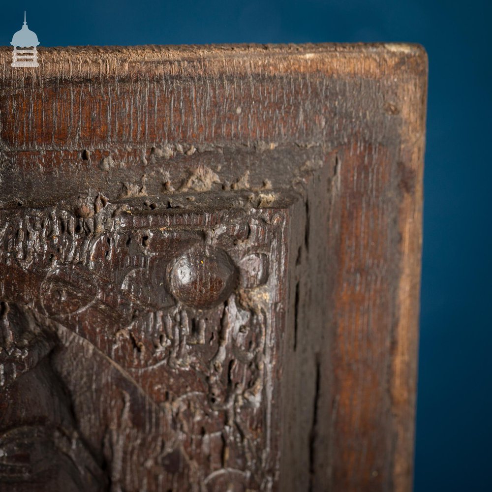 16th C Gothic Carved Oak Panel