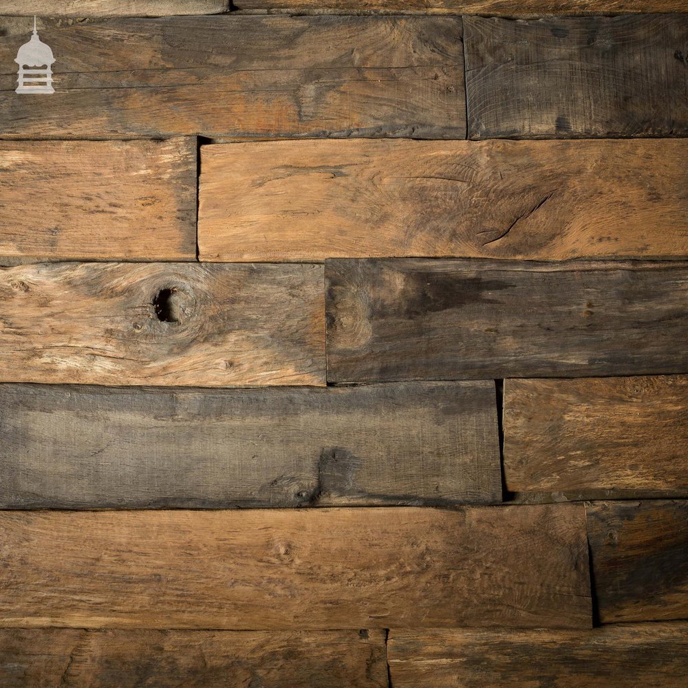 Batch of Short Length Norfolk Broads Black Bog Oak Floor Board Wall Cladding 8.5 Square Metres