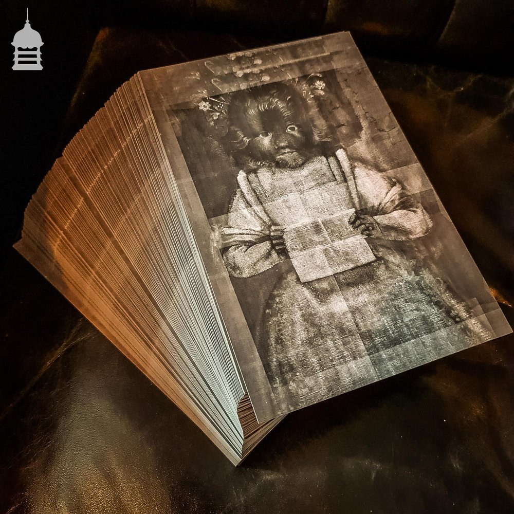 Unique Large Double Sided Postcard Print of the X-ray discovery of Ulisse Aldrovandi's lost 1593 painting of Antonietta Gonzalvus and the over-painting of Madonna and Child