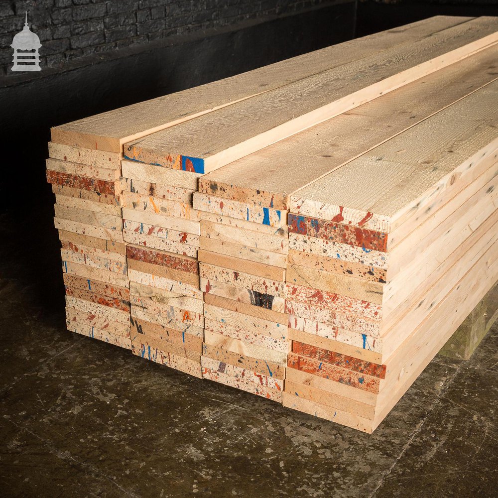 Batch of 21 Square Metres of 1 Inch Thick Bandsaw Finish Floorboards Cut from Victorian Pine Joists